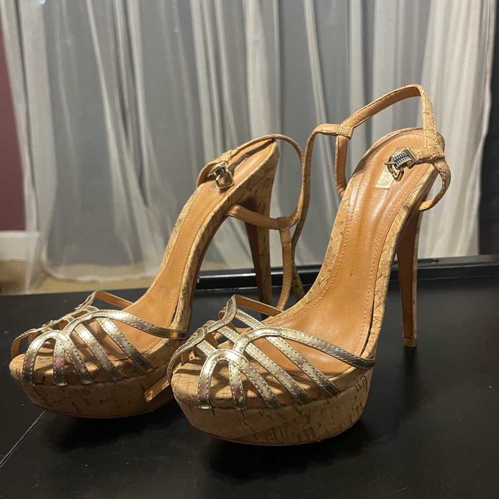 Schutz, Gold, Cork, Summer Heels